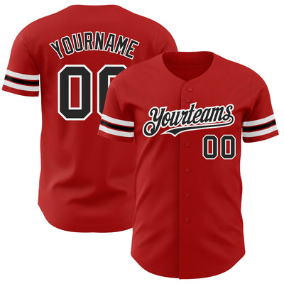 Custom Red Black-White Authentic Baseball Jersey