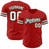 Custom Red White-Kelly Green Authentic Baseball Jersey