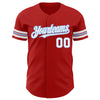 Custom Red White-Light Blue Authentic Baseball Jersey