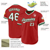 Custom Red White-Green Authentic Throwback Baseball Jersey