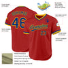 Custom Red Royal-Gold Authentic Throwback Baseball Jersey