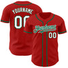 Custom Red White-Kelly Green Authentic Baseball Jersey