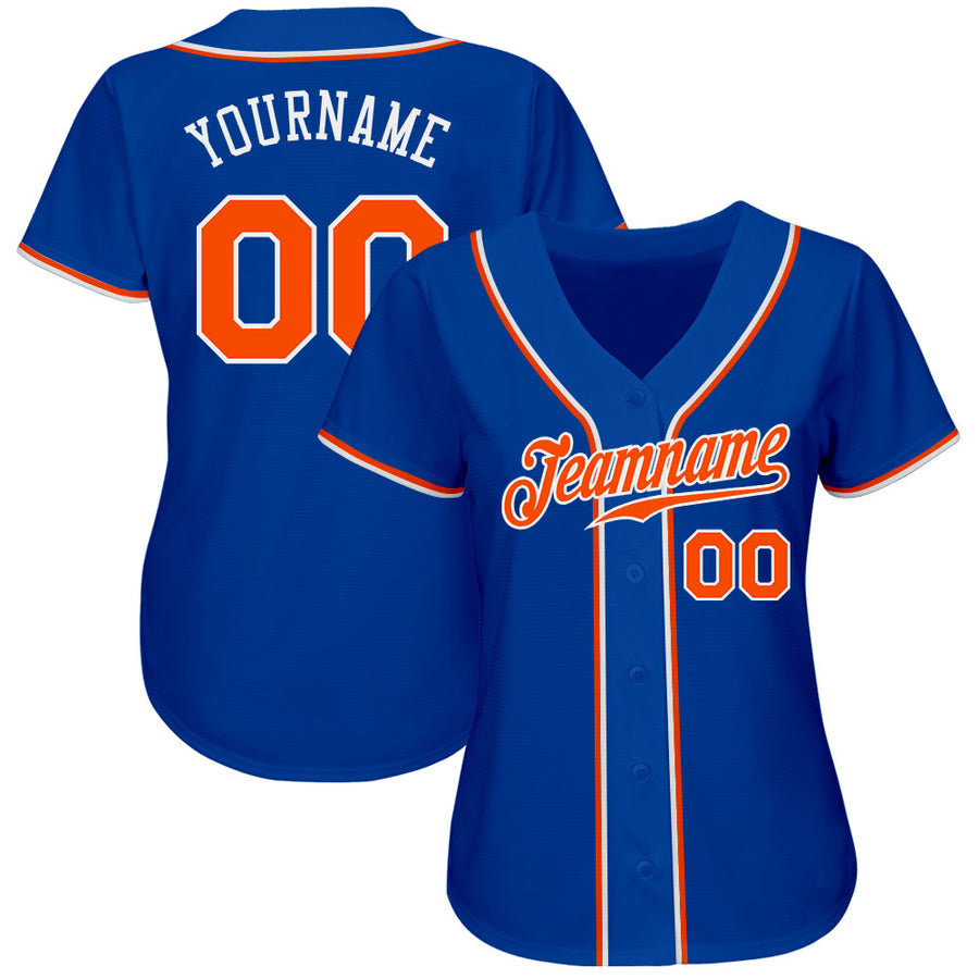 Custom Royal Orange-White Authentic Baseball Jersey