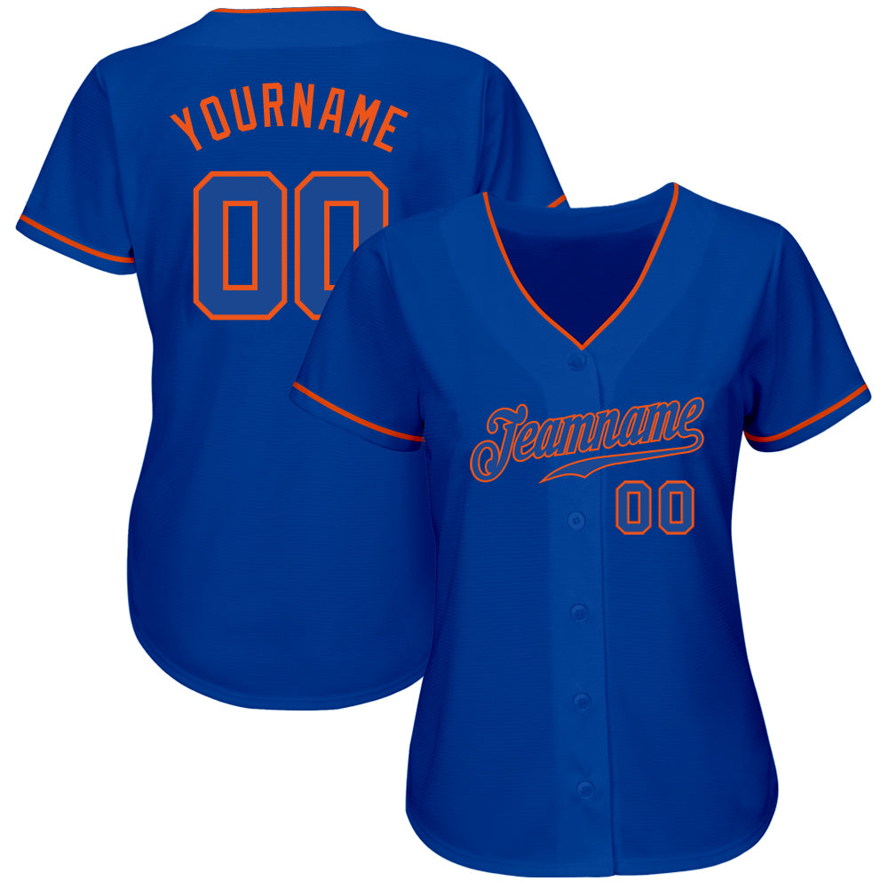 Custom Cream Royal Pinstripe Royal-Orange Authentic Baseball Jersey Discount