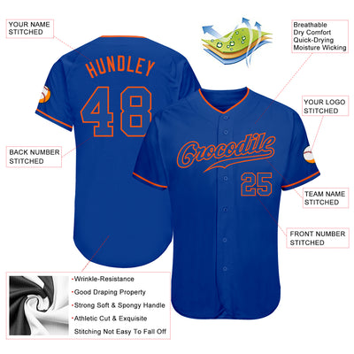 Custom Royal Royal-Orange Authentic Baseball Jersey