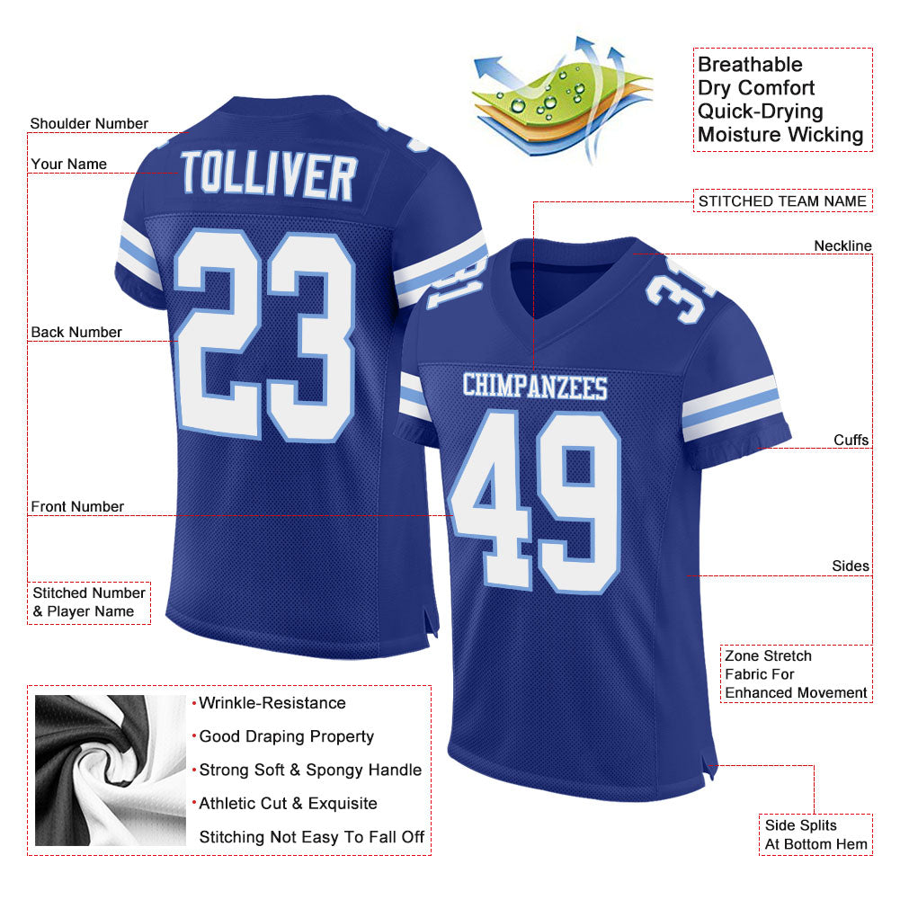 Multicolor Polyester Football Jersey Creator - White Blue Shade Pattern