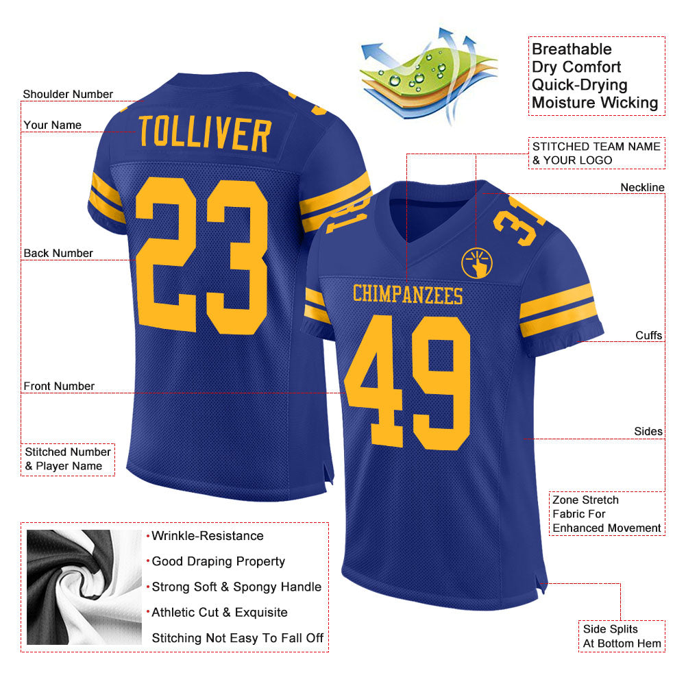 Cheap Custom Royal Gold-White Mesh Split Fashion Football Jersey Free  Shipping – CustomJerseysPro