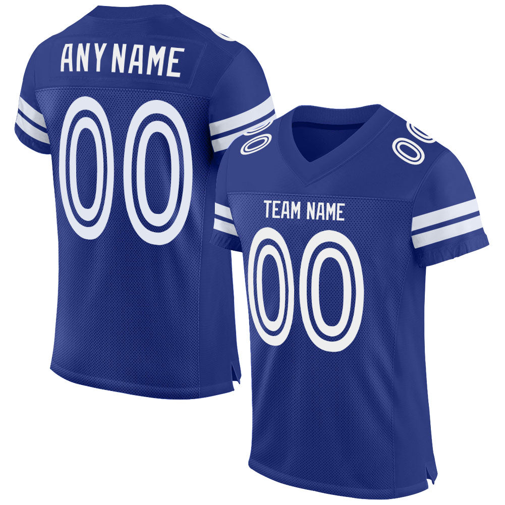 Custom Royal White Mesh Authentic Football Jersey