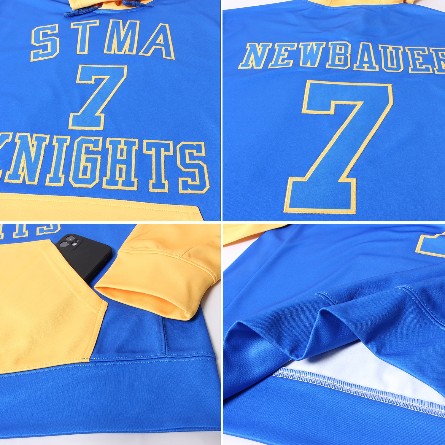 Custom Stitched Royal Royal-Gold Sports Pullover Sweatshirt Hoodie