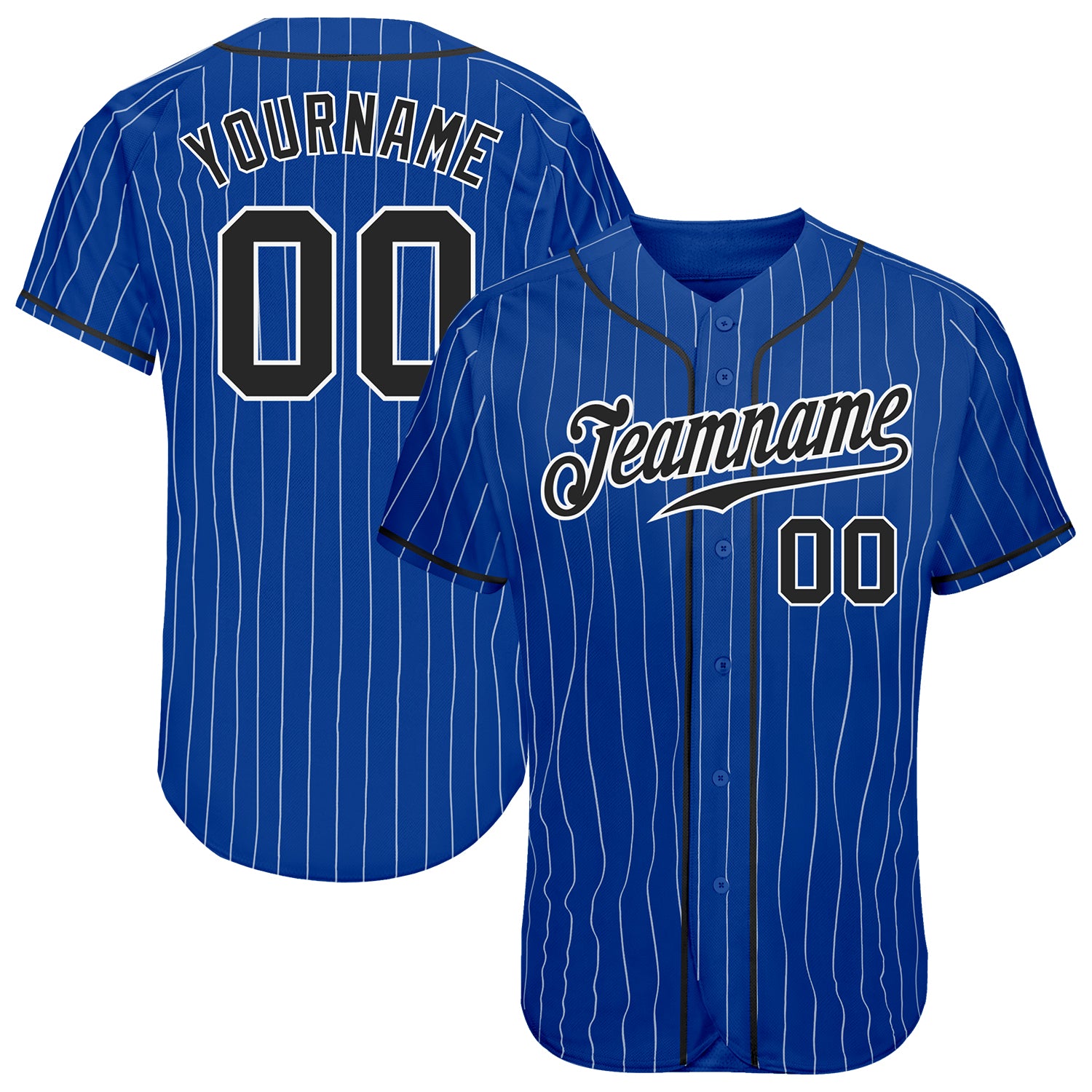 Custom Pinstripe Baseball Jersey Royal White Black White Authentic FansIdea