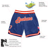 Custom Royal White Pinstripe Orange-White Authentic Basketball Shorts