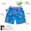 Custom Royal Royal-White 3D Pattern Design Anchors Authentic Basketball Shorts