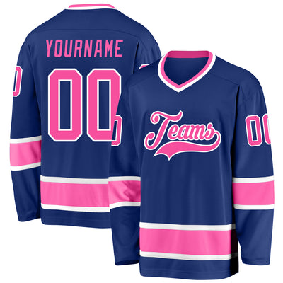 Custom Royal Pink-White Hockey Jersey