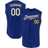 Custom Royal Cream-Gold Authentic Sleeveless Baseball Jersey