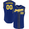 Custom Royal Gold-White Authentic Sleeveless Baseball Jersey