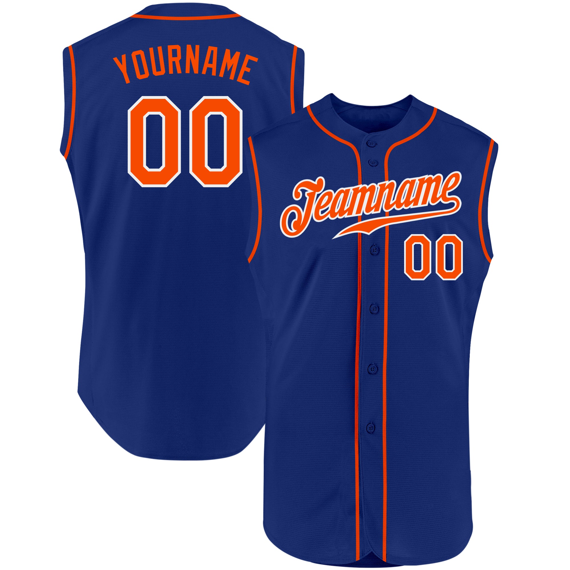 Custom Gray Royal-Orange Authentic Sleeveless Baseball Jersey