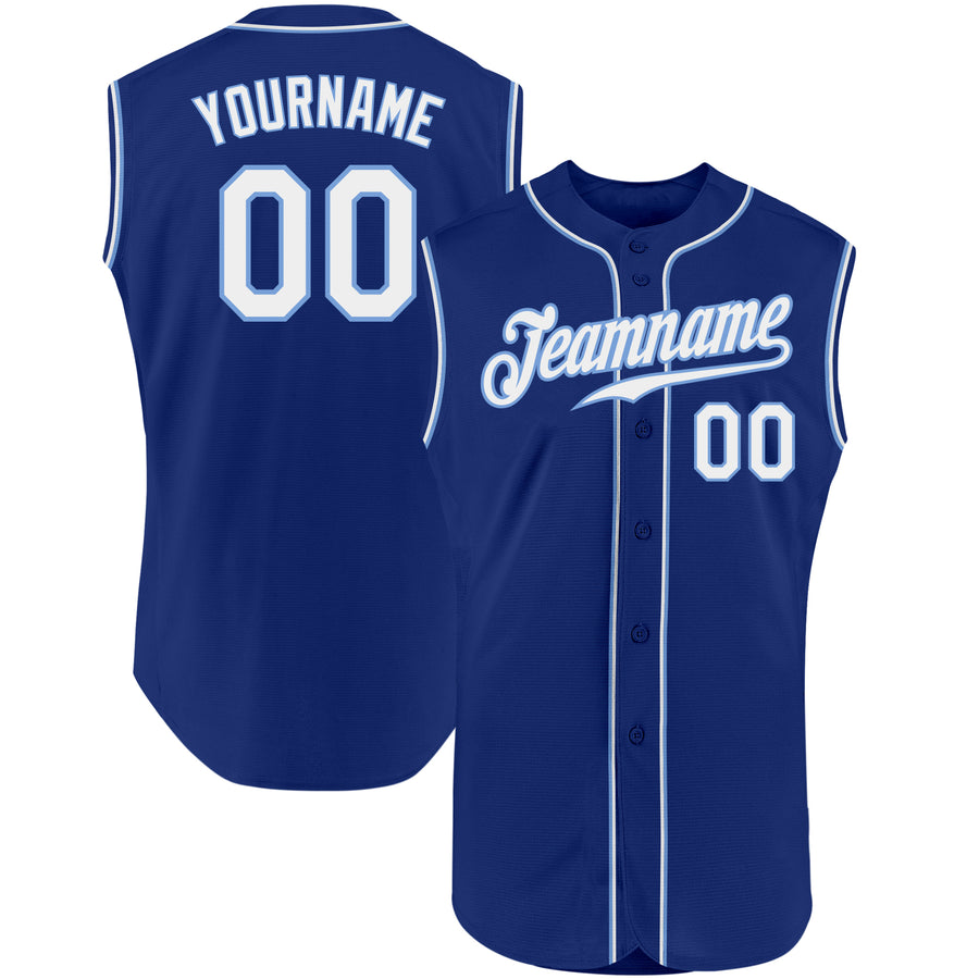 Custom Red Light Blue-White Authentic Baseball Jersey