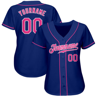 Custom Royal Pink-White Authentic Baseball Jersey