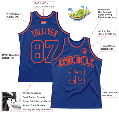 Custom Royal Royal-Orange Authentic Throwback Basketball Jersey