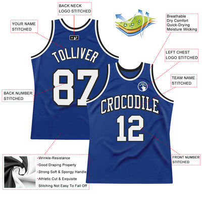 Custom Royal White-Black Authentic Throwback Basketball Jersey