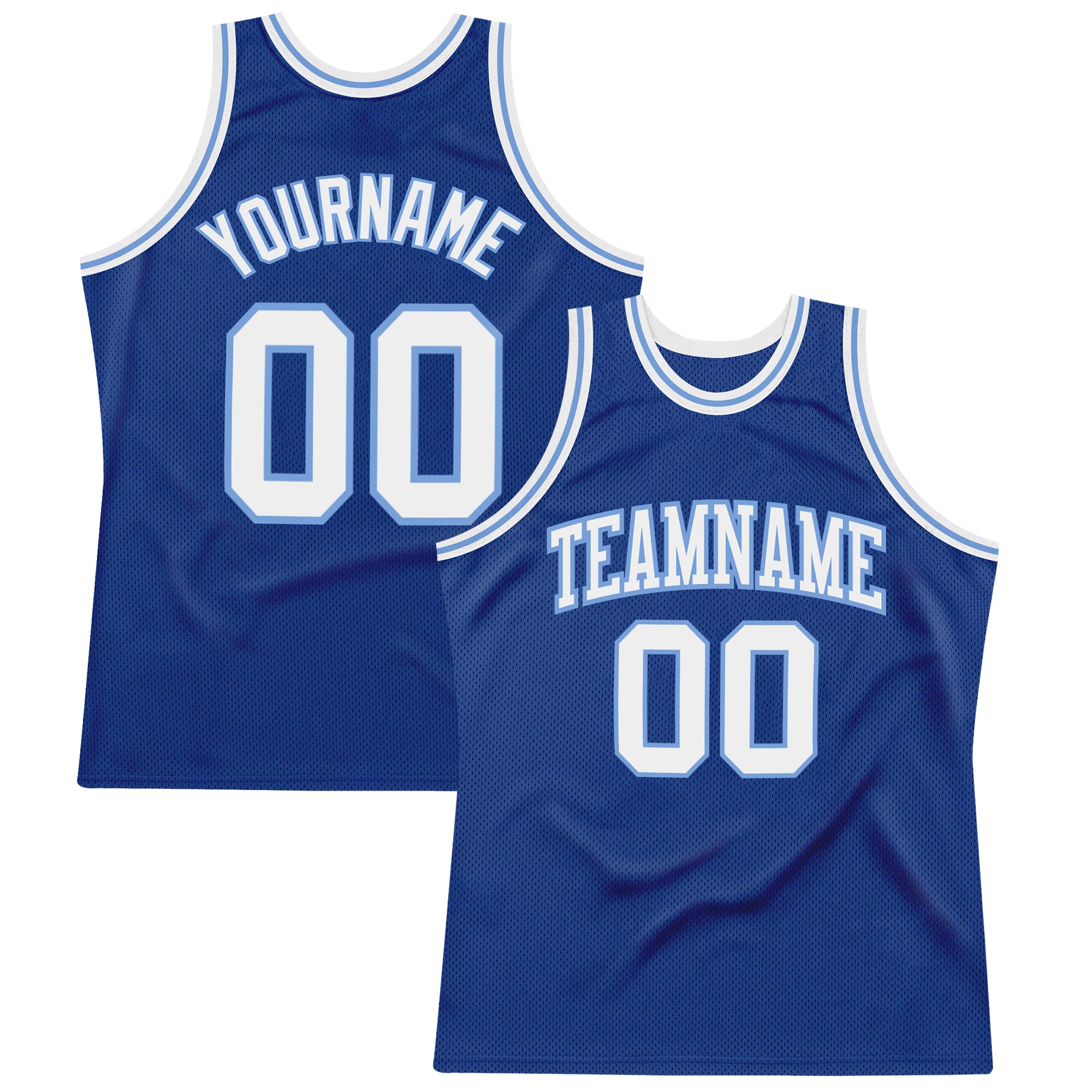 Custom Royal White-Light Blue Authentic Throwback Basketball Jersey