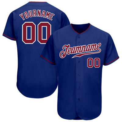 Custom Royal Crimson-White Authentic Baseball Jersey