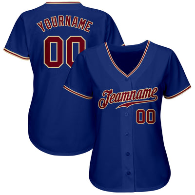 Custom Royal Crimson-City Cream Authentic Baseball Jersey