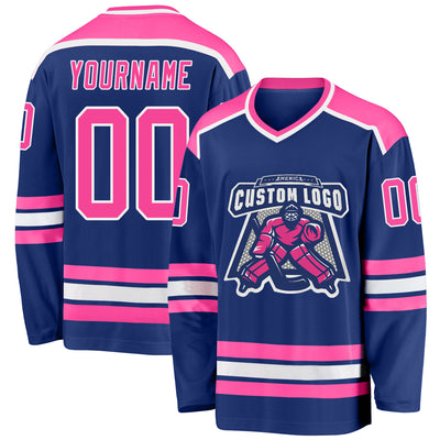 Custom Royal Pink-White Hockey Jersey