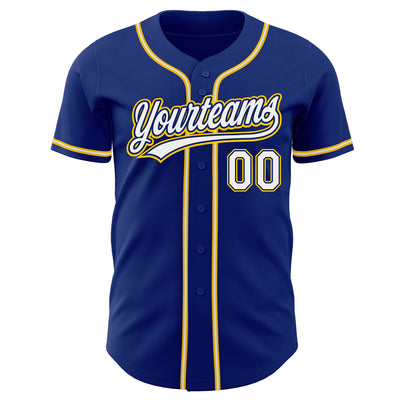 Custom Royal White-Gold Authentic Baseball Jersey