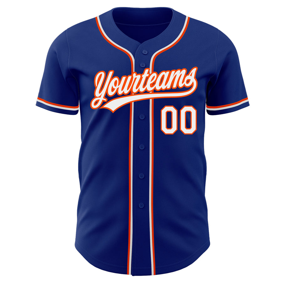 Custom Royal White-Orange Authentic Baseball Jersey