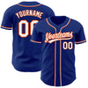 Custom Royal White-Orange Authentic Baseball Jersey