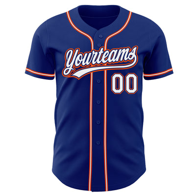 Custom Royal White-Orange Authentic Baseball Jersey