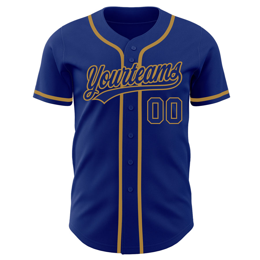 Custom Royal Royal-Old Gold Authentic Baseball Jersey