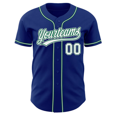 Custom Royal White Kelly Green-Gray Authentic Baseball Jersey