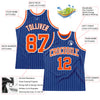 Custom Royal White Pinstripe Orange-White Authentic Basketball Jersey