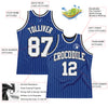 Custom Royal White Pinstripe White Gray-Black Authentic Basketball Jersey