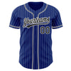 Custom Royal White Pinstripe Black Authentic Baseball Jersey