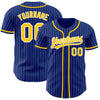 Custom Royal White Pinstripe Gold Authentic Baseball Jersey