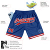 Custom Royal Red-White Authentic Throwback Basketball Shorts