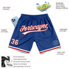 Custom Royal White-Red Authentic Throwback Basketball Shorts