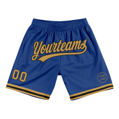 Custom Royal Old Gold-Black Authentic Throwback Basketball Shorts