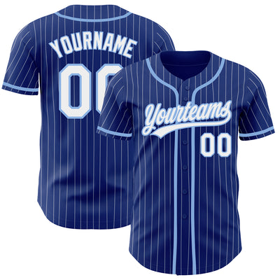 Custom Royal White Pinstripe Light Blue Authentic Baseball Jersey