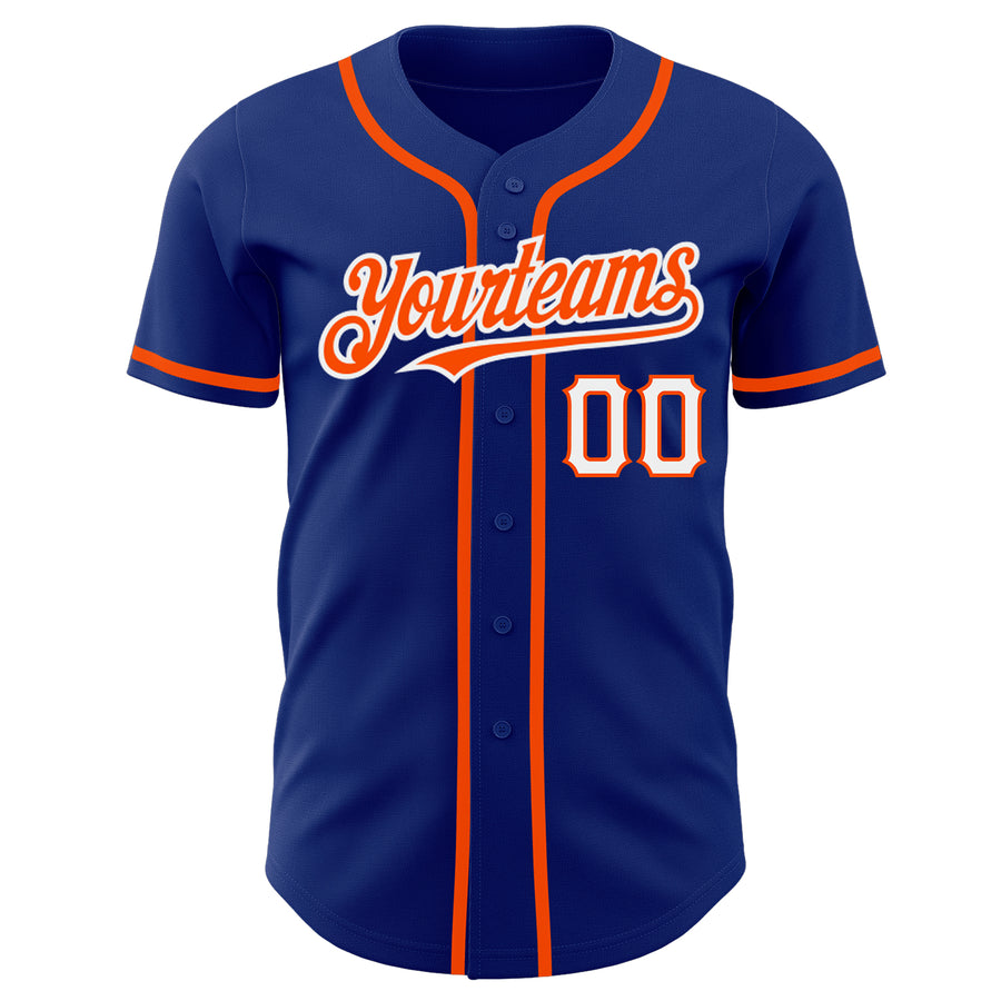 Custom Royal Orange-White Authentic Baseball Jersey