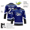 Custom Royal White-Black Hockey Lace Neck Jersey