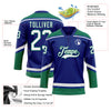 Custom Royal White-Kelly Green Hockey Lace Neck Jersey