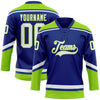 Custom Royal White-Neon Green Hockey Lace Neck Jersey