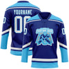 Custom Royal White-Sky Blue Hockey Lace Neck Jersey