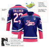 Custom Royal White-Neon Pink Hockey Lace Neck Jersey