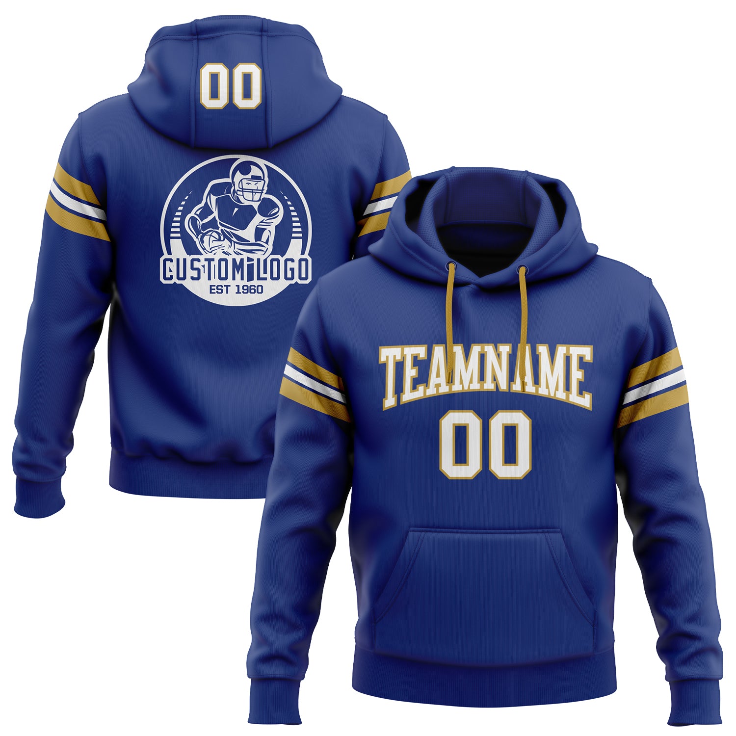 Men's Gold/Royal Blue Denver Broncos Retro Sublimated Sweater