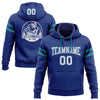 Custom Stitched Royal White Purple-Teal Football Pullover Sweatshirt Hoodie